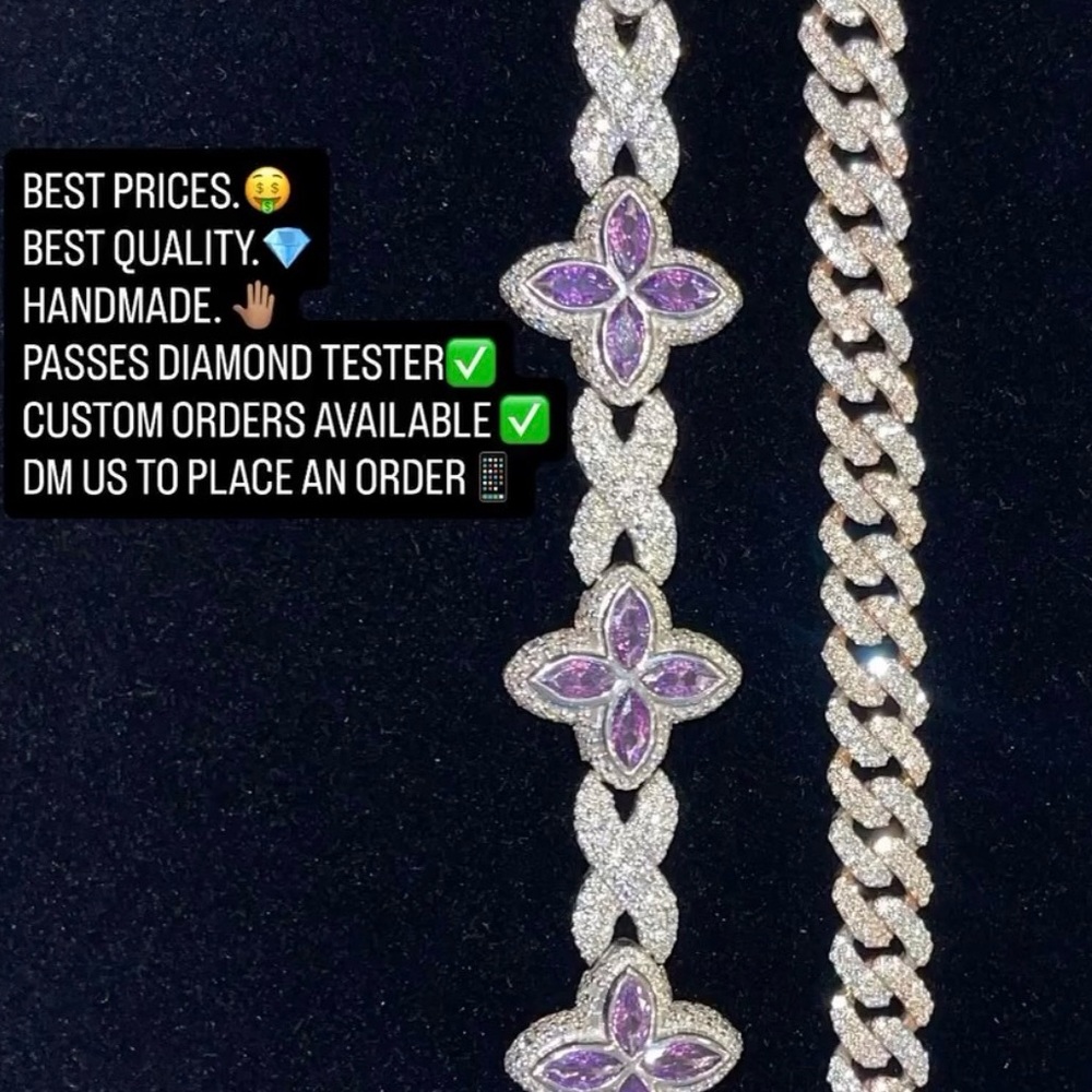 Purple and Silver Floral Necklace